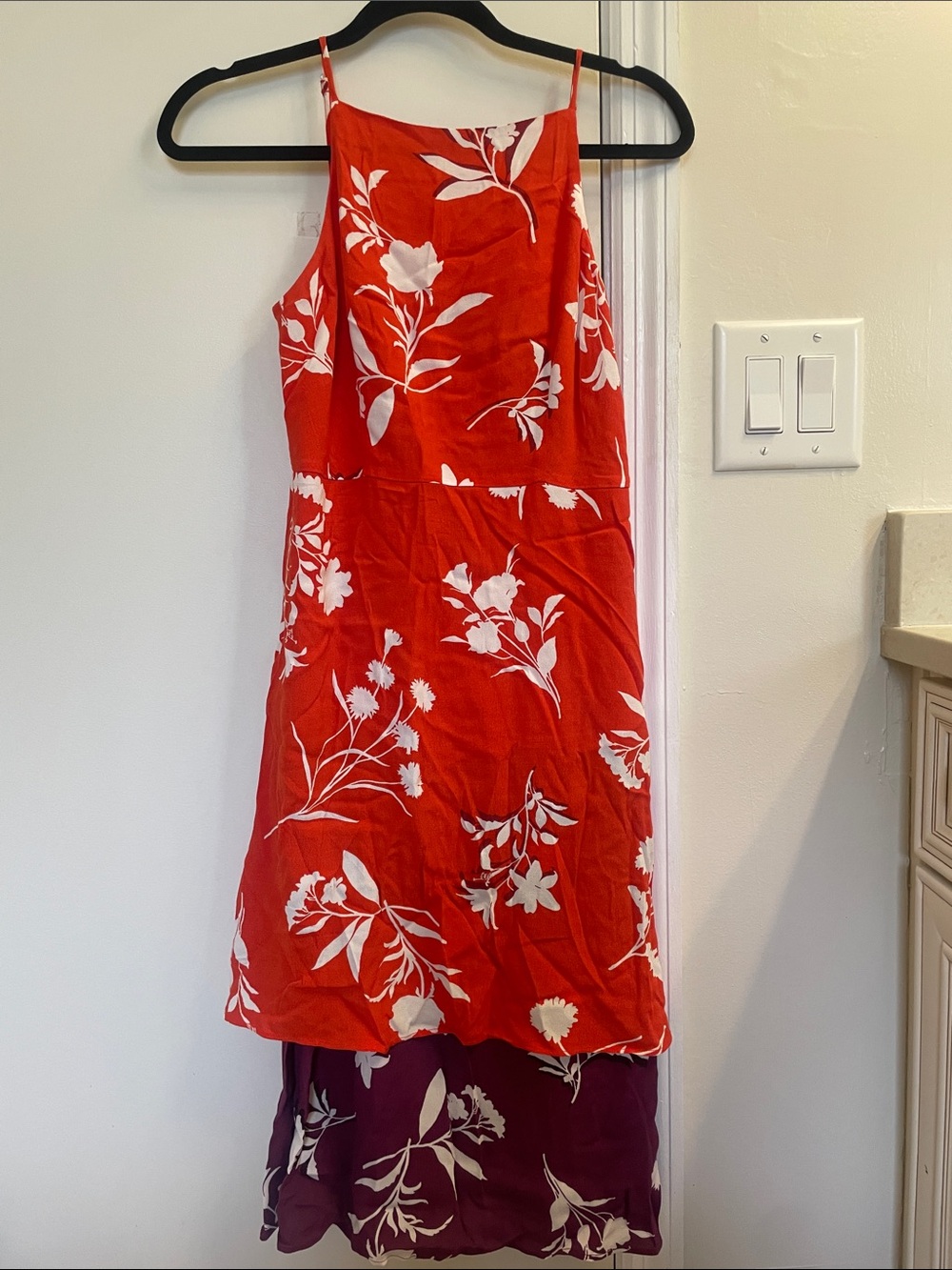 Ann Taylor Red and White Floral Midi Dress